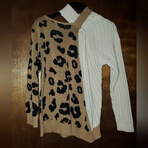 Leopard Print Off-The-Shoulder Sweater